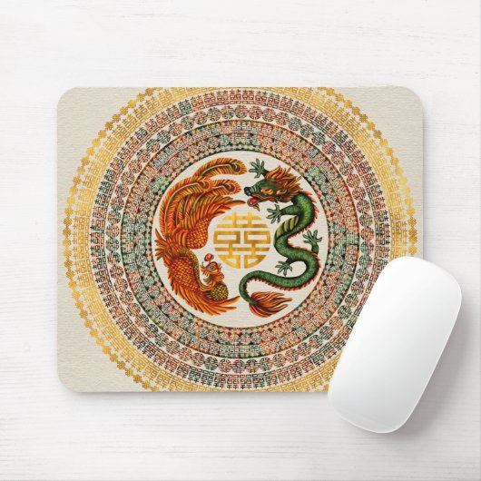 Double Happy Symbol mit Phoenix und Dragon Mousepad (Mit Mouse)