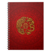 Double Happy Symbol mit Phoenix und Dragon Notizblock (Vorderseite)