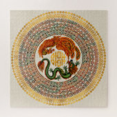 Double Happy Symbol mit Phoenix und Dragon Puzzle (Horizontal)