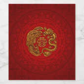 Double Happy Symbol mit Phoenix und Dragon Weinetikett (Einzelnes Label)