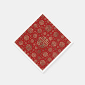 Double Happy Symbol Muster - Gold auf Rot Serviette (Ecke)