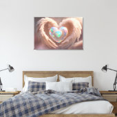 *~* Double Heart White Angel Wings AP78 Opal Leinwanddruck (Insitu (Schlafzimmer))