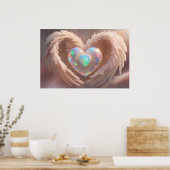 *~* Double Heart White Angel Wings AP78 Opal Poster (Küche)