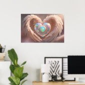 *~* Double Heart White Angel Wings AP78 Opal Poster (Heimbüro)