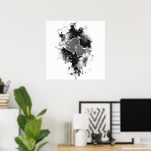 Double Hearts & Daisies - Gray B&W Poster (Heimbüro)