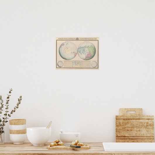 Double Hemisphere Map of the World Poster (Küche)