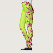 Double Hibiscus Pink on Lime  Leggings (Links)