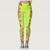 Double Hibiscus Pink on Lime  Leggings (Vorderseite)