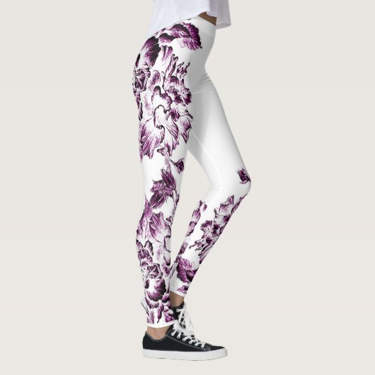 Double Hibiscus Purple Leggings (Rechts)