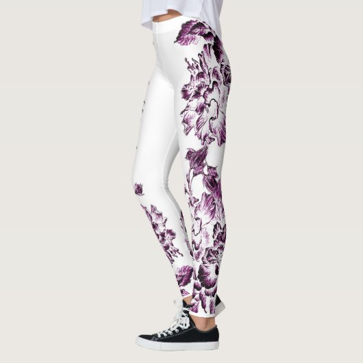 Double Hibiscus Purple  Leggings (Links)