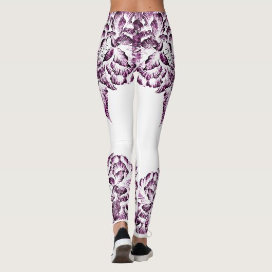 Double Hibiscus Purple  Leggings (Rückseite)