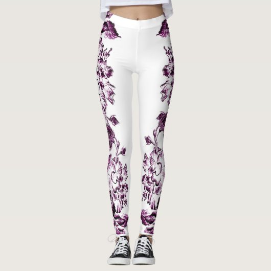 Double Hibiscus Purple Leggings (Vorderseite)