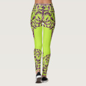 Double Hibiscus Purple on Lime Leggings (Rückseite)