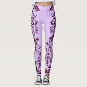 Double Hibiscus Purple on Lt Purple  Leggings (Vorderseite)