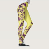Double Hibiscus Purple on Yellow  Leggings (Rechts)