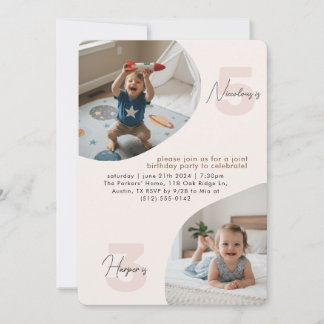 Double Joint Birthday Party Invitations Kids Photo Einladung