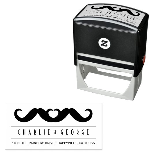 Double Mustache Liebe Gay Wedding Self Inking Brie Permastempel (Beispiel)