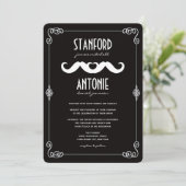 Double Mustaches Liebe Vintag Classic Gay Wedding Einladung (Stehend Vorderseite)