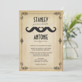 Double Mustaches Liebe Vintag Paper Gay Wedding Einladung (Stehend Vorderseite)