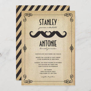 Double Mustaches Liebe Vintag Paper Gay Wedding Einladung