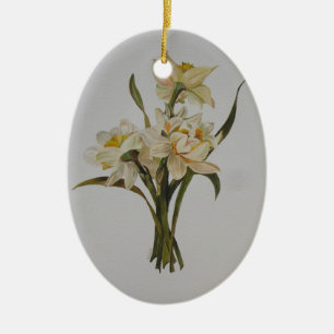 Double Narcissi Bouquet Floral Art Keramikornament