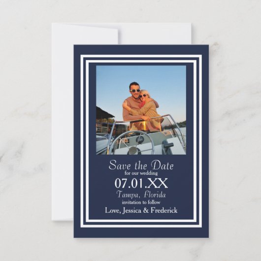 Double Navy - 3x5 Save the Date (Vorderseite)