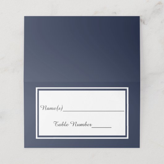 Double Navy Trim - Escort Card Platzkarte (Außenseite Aufgefaltet)