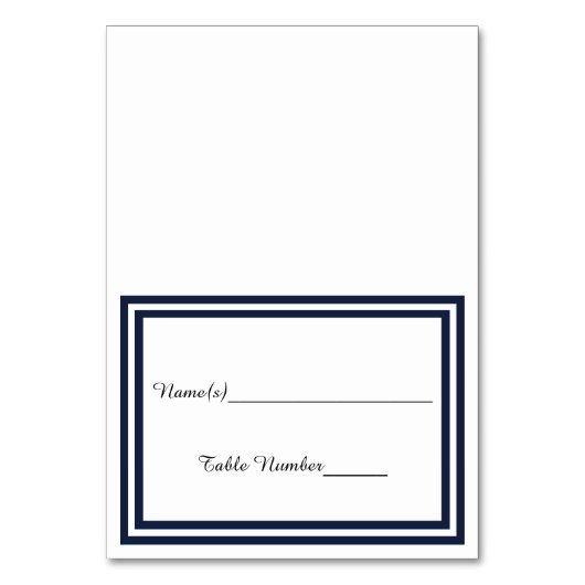 Double Navy Trim - Escort Card Tischnummer (Vorderseite)