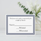 Double Navy Trim - RSVP-Karte RSVP Karte (Stehend Vorderseite)