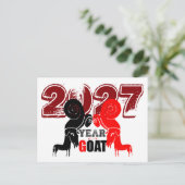 Double Odd Goat Chinese Year Zodiac 2027 PostC H Feiertagspostkarte (Stehend Vorderseite)