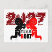 Double Odd Goat Chinese Year Zodiac 2027 PostC H Feiertagspostkarte (Vorderseite)