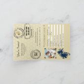 Double Palm Tree Blue Gold Wedding Passport Einladung (Innenseite)