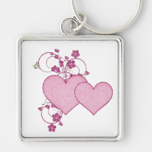 Double Pink Heart & Glitter D2 Valentine's Day Schlüsselanhänger