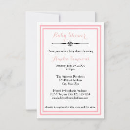 Double Pink Trim - 3x5 Baby Dusche Einladung