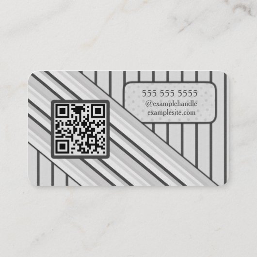 Double QR Code Retro Grau Visitenkarte (Rückseite)