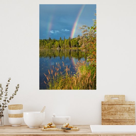 Double Rainbow - Birch Lake Poster (Küche)