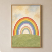 Double Rainbow Hill Gouache Boho Art Poster