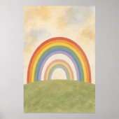 Double Rainbow Hill Gouache Boho Art Poster (Vorne)
