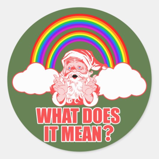 Double Rainbow Santa Claus Runder Aufkleber (Vorderseite)