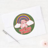 Double Rainbow Santa Claus Runder Aufkleber (Umschlag)