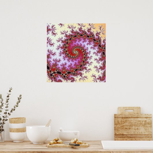 Double Red Spiral Fraktal Design Poster (Küche)