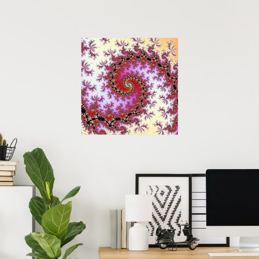 Double Red Spiral Fraktal Design Poster (Heimbüro)