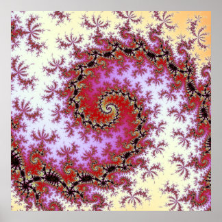 Double Red Spiral Fraktal Design Poster
