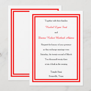 Double Red Trim - 12x18 Hochzeit Einladung