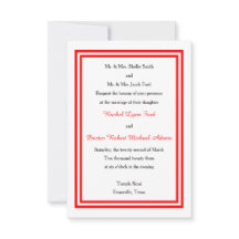 Double Red Trim -3x5 Einladung zur Hochzeit