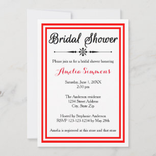 Double Red Trim - Bridal Shower Einladung
