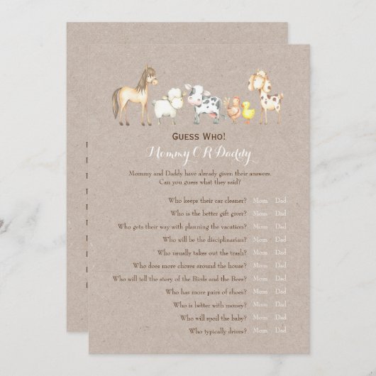 Double Side - Baby Shower Games wünscht | Ratet We Einladung (Vorne/Hinten)