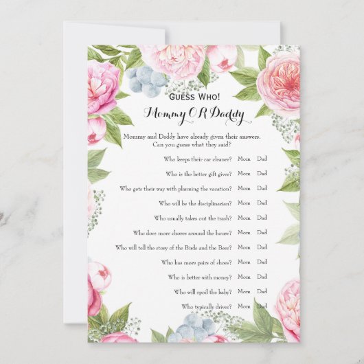 Double Side - Baby Shower Games wünscht | Ratet We Einladung (Vorderseite)