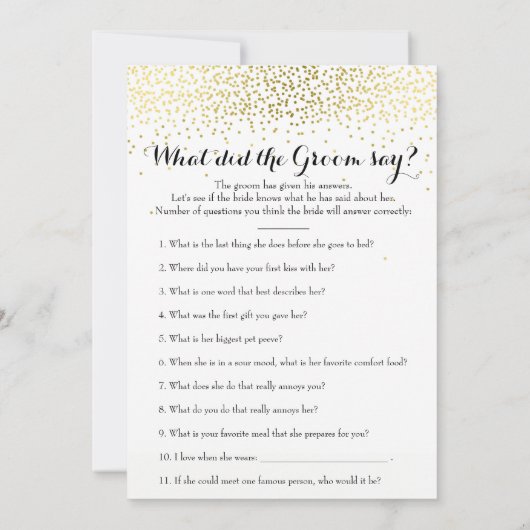 Double Side Gold Confetti Brautparty Games (Rückseite)
