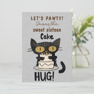 Double Sided-16 . Geburtstag-Paw-ty! Pur-fect Einladung